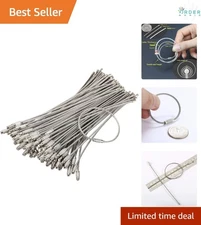 100 Pack Stainless Steel Wire Keychains Heavy Duty Luggage Tag Loops 6 Inch