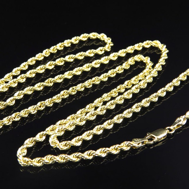 New Mens / Ladies 10 KT Yellow Gold Rope Chain 2 mm Wide Size 18" 20