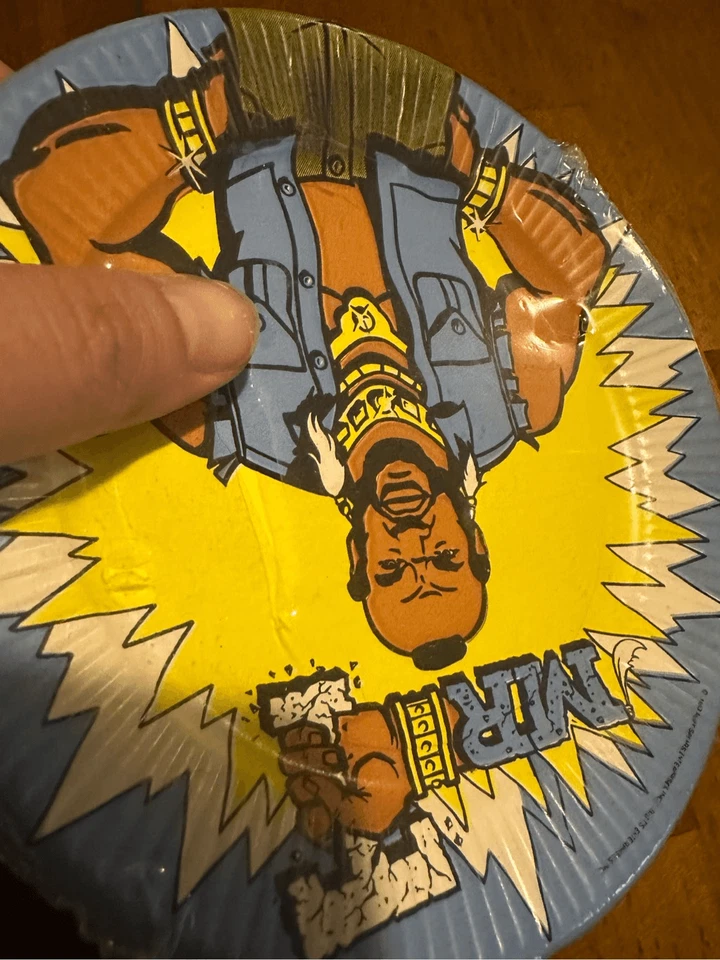 "Platos de fiesta recubiertos vintage Mr T A Team nuevos stock antiguo 7"" marca única años 80" Foto 3 de 4