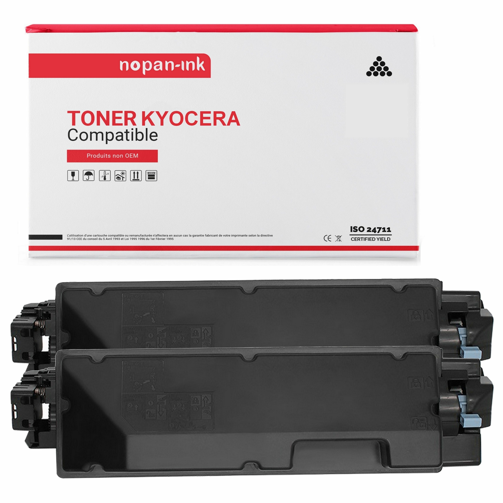 Toner Kyocera TK5345BK noir NOPAN-INK pour équiper votre espace de télétravail pack de 2
