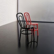 2PC 1/12 Scale Dollhouse Miniatures Tiny Furniture Red Dining Chair Stool Store