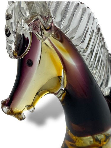 Vintage Murano Glass Horse 1950’s Laying Figurine Italy Venezia Amber Cenedese? - Picture 6 of 10