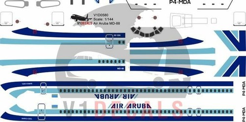 V1 Decals McDonnell Douglas MD-80 Air Aruba for 1/144 Minicraft Model Kit - Picture 3 of 8