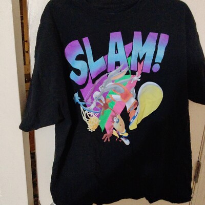 Looney Tunes Slam Dunk T-shirt Bugs Bunny vs Taz Graphic Tee Cotton Black XL 