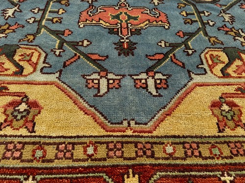 9x12 HANDMADE ORIENTAL RUG heriz oushak handwoven colorful blue pink rust green - Picture 13 of 21