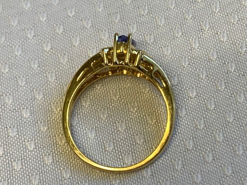 14K Yellow Gold Ring 3.3g Fine Jewelry Sz 6.75 Band Purple Stone Diamond Accent - Picture 18 of 18
