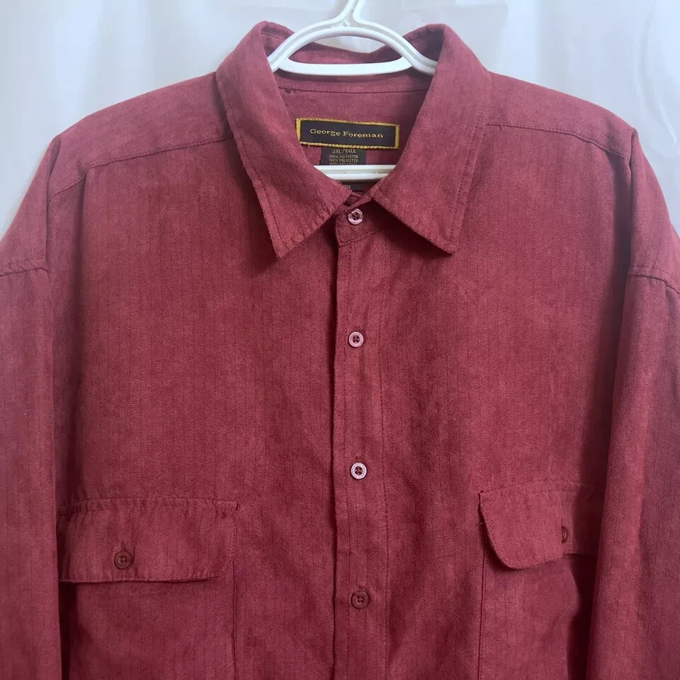 Foreman Button Down Shirt Men's 3XL XXXL Tall Red Long Sleeve