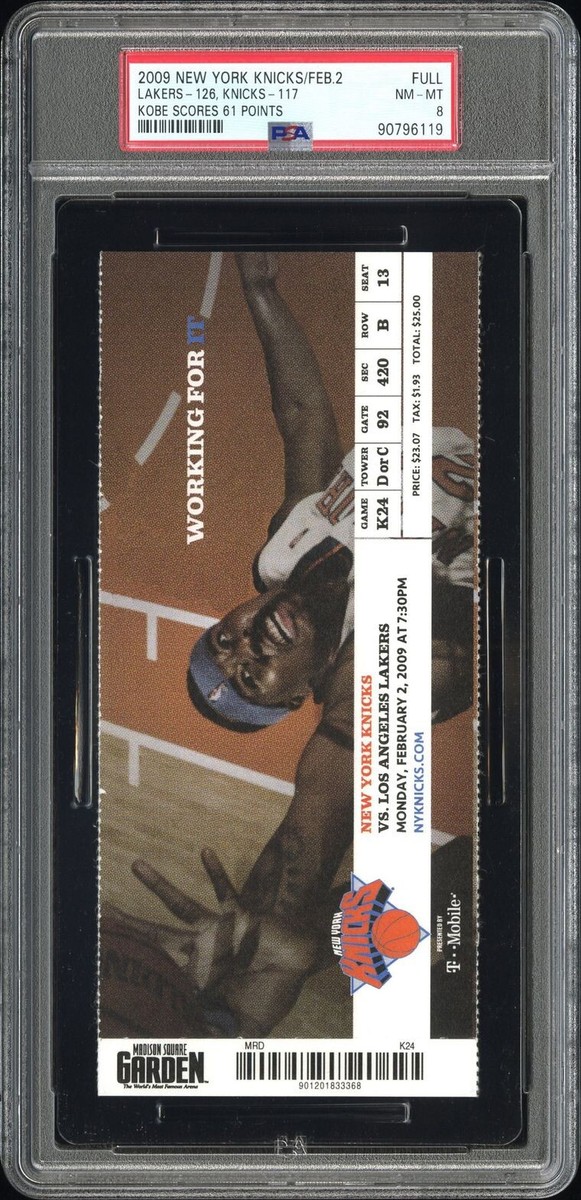 KOBE BRYANT 61 POINTS @ MSG RECORD FULL TICKET 2009 LAKERS/KNICKS