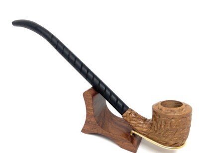 11' Churchwarden Bent Gandalf Pipe 2 colors Black Carved Oak  Pipe
