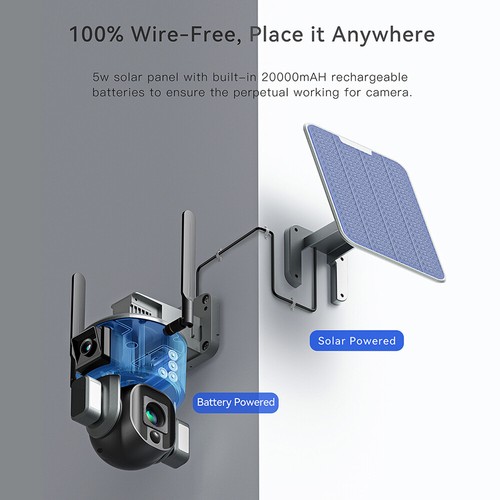 4K/1080P CCTV PTZ Outdoor Security Camera WiFi Solar Power Energy Wireless Home - Picture 9 of 67