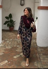 ZARA WOMAN's PAISLEY PRINTED MIDI DRESS SATIN FALLS 9213/692