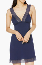 NEW Iris  Lilly Women's Modal Lace Negligee Navy Size 14