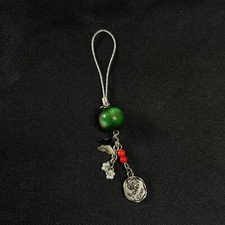 Vintage Style Green Bead Cell Phone Charm - Butterfly Flower Pendant Chains