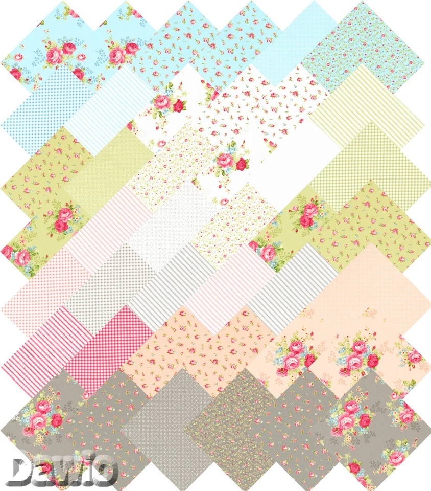 Charm Pack "Ellie" Blumen traditionell Patchwork Stoff Moda, 42 Scraps à 12,7cm - Bild 3 von 3