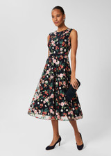 Hobbs Rosella Embroidered Mesh Dress Prom Midi Floral UK 8 RRP £199