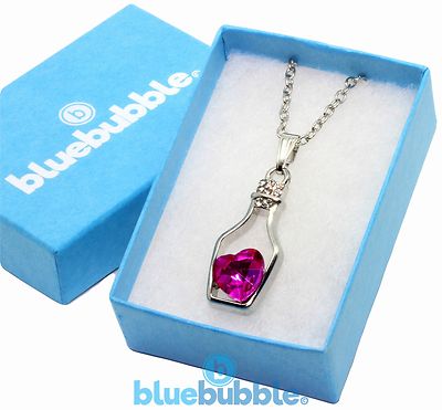 Bluebubble MAKE A WISH Heart Perfume Bottle Necklace In Gift Box Cute Sweet Love