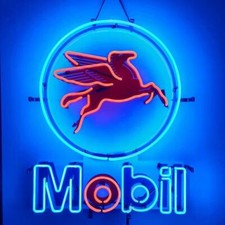Mobilgas Pegasus Gasoline HD ViVid Neon Sign 20"x16" Light Lamp Wall Decor DS