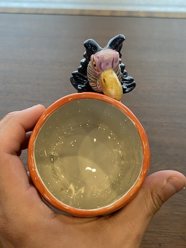 RARE VTG Fitz & Floyd Halloween Ceramic Mugs Dracula/Pumpkin Vulture 3.5"H PAIR - Picture 18 of 20