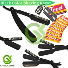 Traditional Black Straight Edge Shaving Razor Wet Hair Removal Safety Razor 