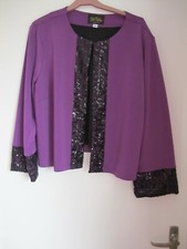 Bob Mackie Design Art Size 20 Purple Black Jacket Long Sleeves Round Neck Waist