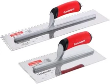 Goldblatt 2PC Notch Trowel Set 1/8"X1/8"Square&1/4"X1/4"Square Stainless Steel