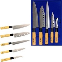 Goldsun Stainless Steel Acier Inox Rostfrei 5 Piece Sashimi Asain Knives, New, F Goldsun Stainless Steel Acier Inox Rostfrei 5 Piece Sashimi Asain Knives, New, F