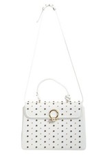 Versace Women's White Studded Dv Leather Satchel Handbag Shoulder Bag