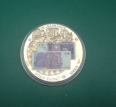 British Banknotes. Silver Plated Adam Smith Series F £20 Note. 2010 ...