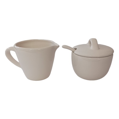 Pottery Barn Sausalito Creamer Sugar Bowl Set With Spoon Off White Farmhouse - Picture 10 of 16