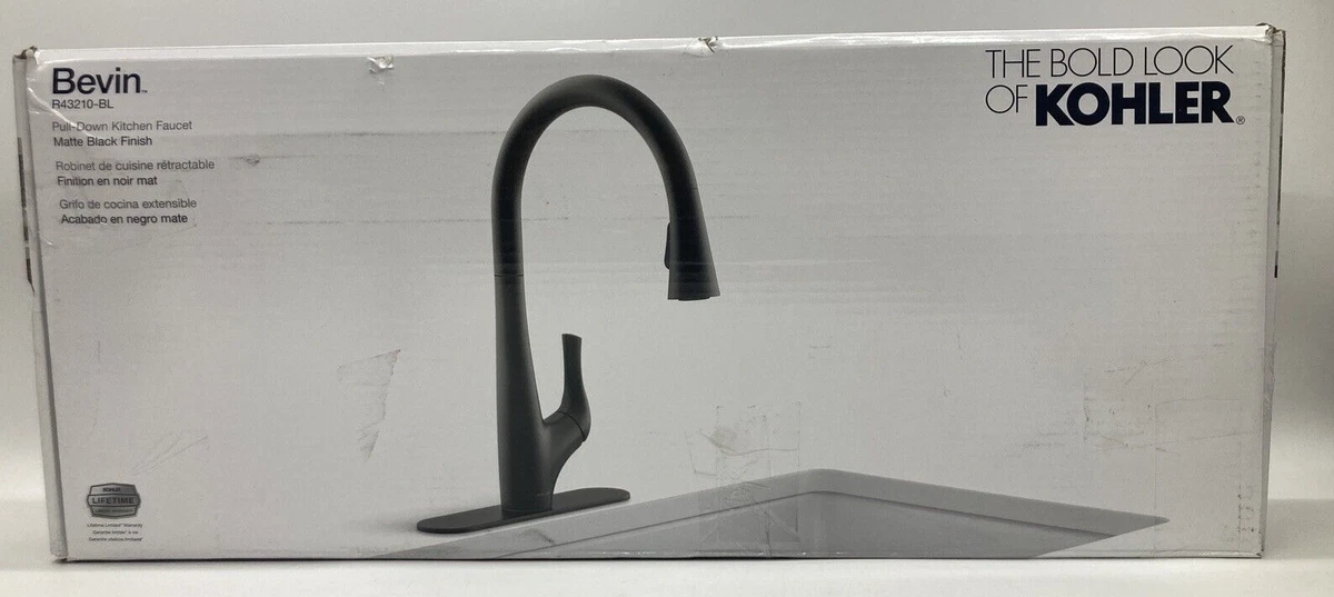 Kohler Bevin Pull Down Kitchen Faucet Matte Black R43210-BL | eBay