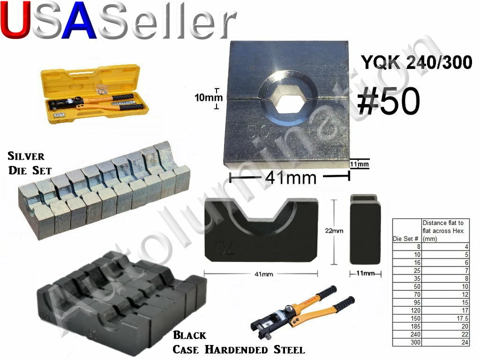 LILPARTS Hydraulic Crimper Crimp Cable Lug Swage Swaging Tool 12 16 Ton Replacement Dies