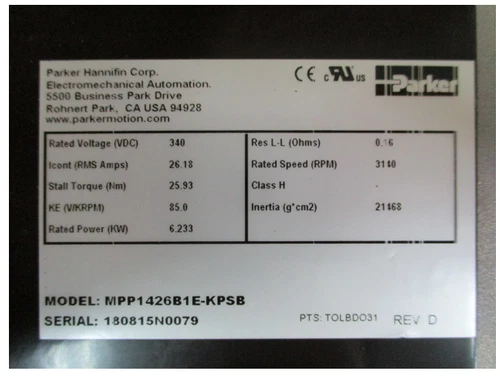 NEW PARKER MPP1426B1E-KPSB SERVO MOTOR MPP1426B1EKPSB