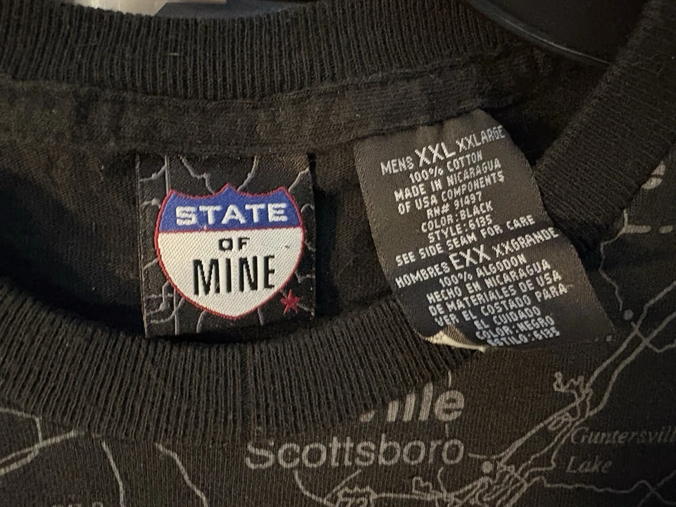 Camiseta masculina Alabama Vintage, fundo de mapa, tamanho XXL - Imagem 4 de 4