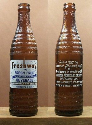 Freshway The Fresh Fruit Sparkling Beverage 12 ozs Vintage Old ACL Bottle 241