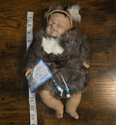 13'' Porcelain Indigenous Baby ''Little Hare'' #8 By Vicki's Chickabiddies