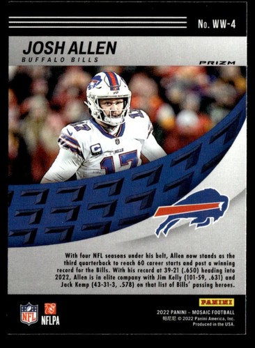 2022 Mosaic Silver Will to Win Josh Allen Buffalo Bills #WW-4 - Picture 2 of 2