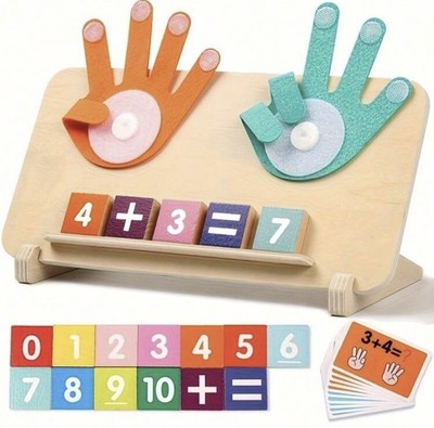 Wooden Math Learning Board Toy Kids Addition Subtraction Numbers Montessori 3+