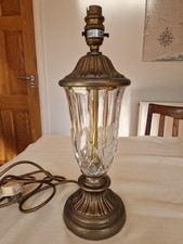 Vintage Brass & Crystal Glass Table Lamp