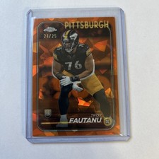 2024 Troy Fautanu Topps Chrome Sapphire Orange /25 RC #295