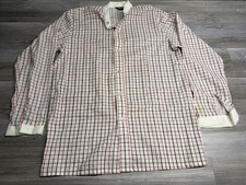 Vintage Mens Plaid Check Shirt Made in USA 70s Preppy Button Down Chrome Size M