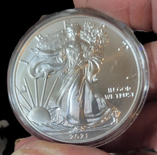 2021 Type 1 American Silver Eagle Dollar - NICE BU Condition - Encapsulated.