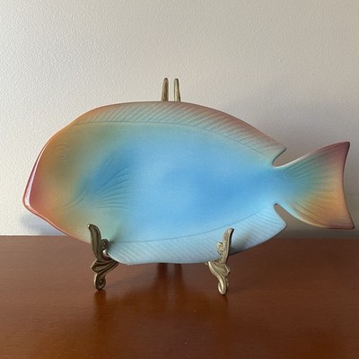 Judith Stiles Art Pottery Tray Fish Trinket Dish Pastel Southwest Signed