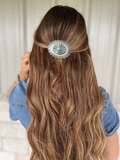 FAUX  TURQUOISE  CONCHO  HAIR  BARRETTE