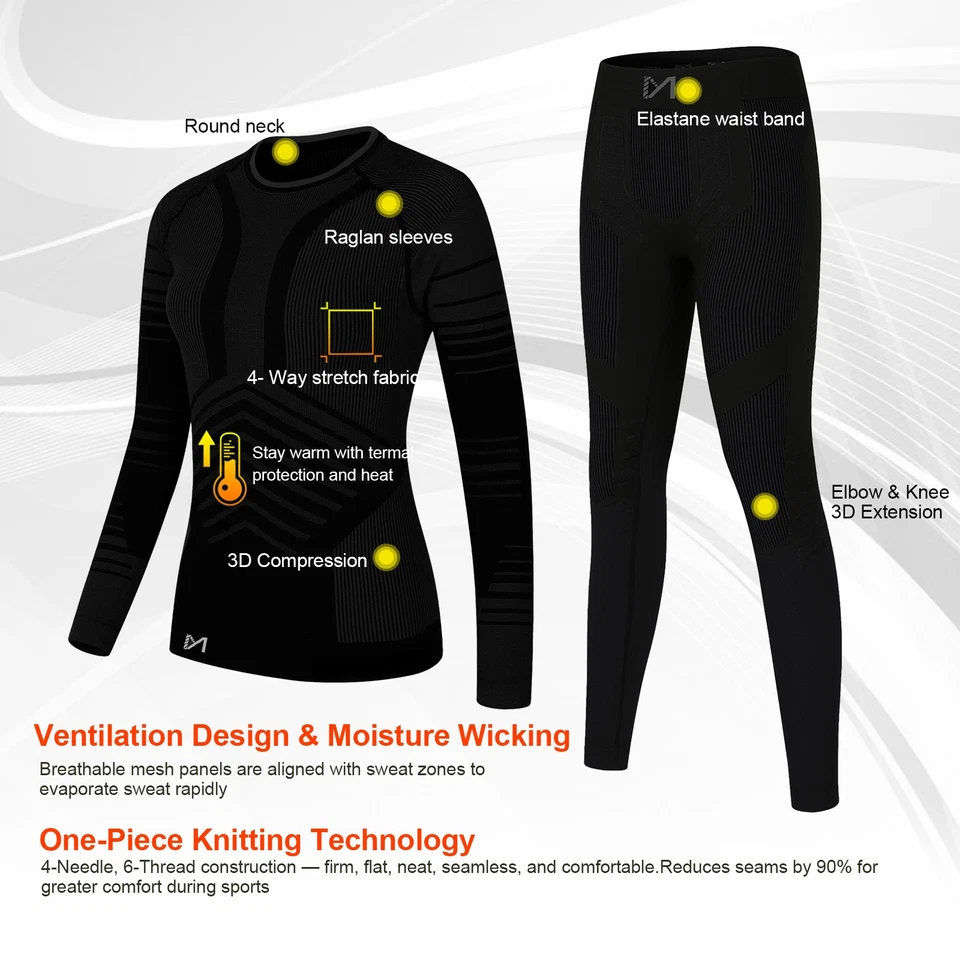 Ropa interior térmica para mujer 2 piezas larga Johns forrada de lana clima frío parte superior inferior Foto 3 de 4