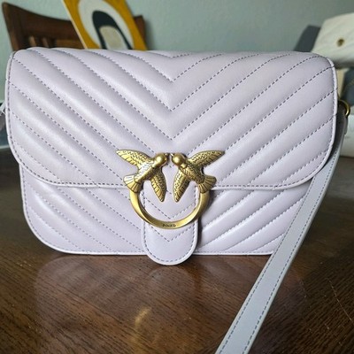 Pinko Classic Chevron Bell Bag - Lambskin Lavender Shoulder Bag New