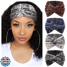AQOKKA Extra Wide Headbands for Women Large Turban Headband Non Slip Boho Ela...