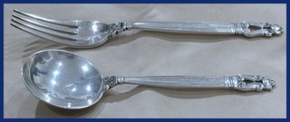 VINTAGE GEORG JENSEN STERLING SILVER ACORN SPOON AND FORK