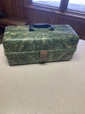 VINTAGE PLANO PLAS-TAK 4200 MARBLED PLASTIC TACKLE BOX 2 TRAY