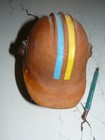 VINTAGE BELL TELEPHONE HARD BOILED HARD HAT Wood Sculpture Stand ONE OF A KIND — photo 5