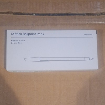 (3 packs) Baseline 12 Stick Ballpoint Pens Medium 1.0mm Blue 